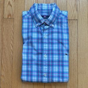 Vineyard Vines Men’s Long Sleeve Tucker Shirt Classic Medium Blue Pink White